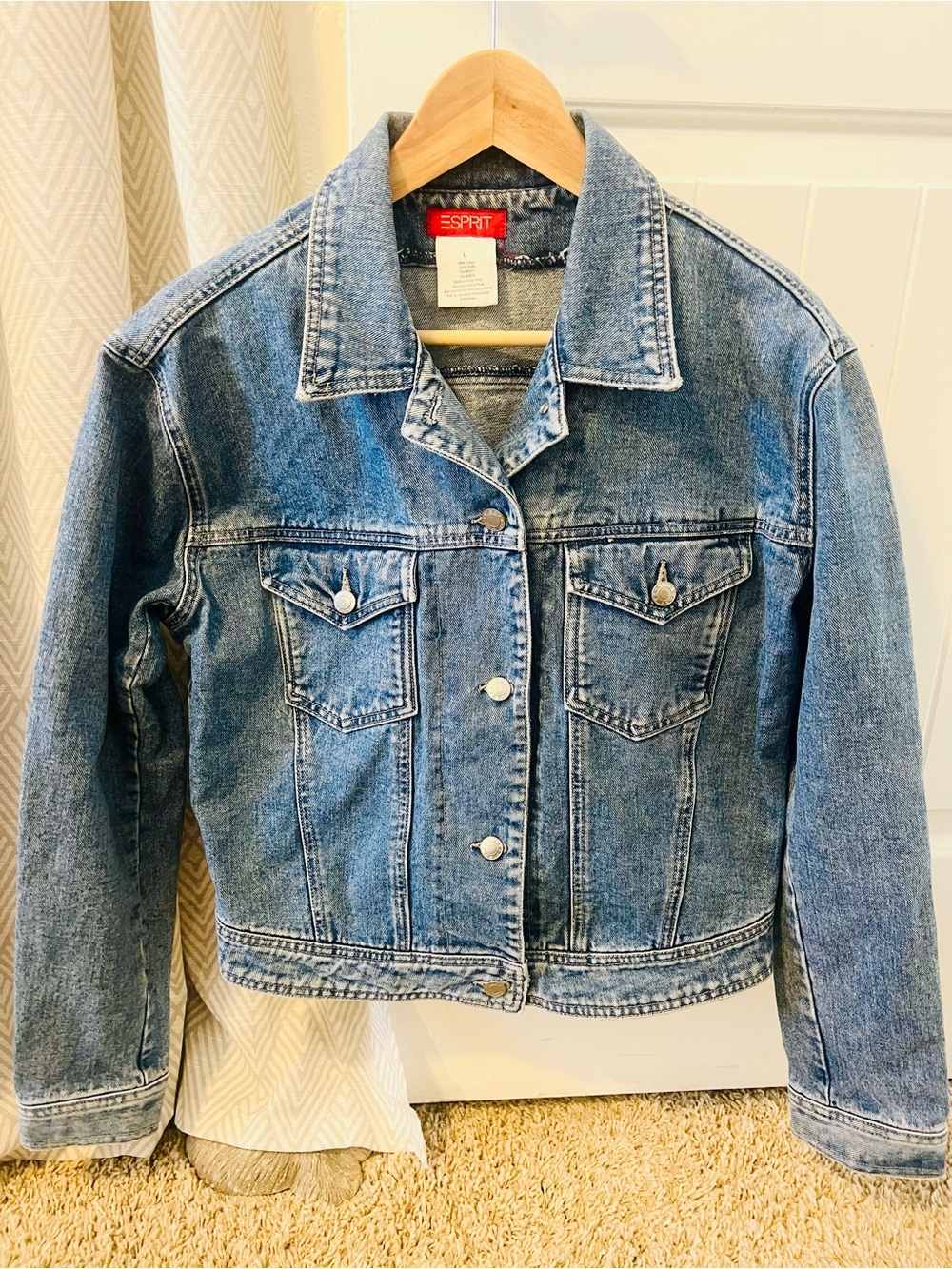 Esprit Women's Blue Denim Jacket Large Vintage Style